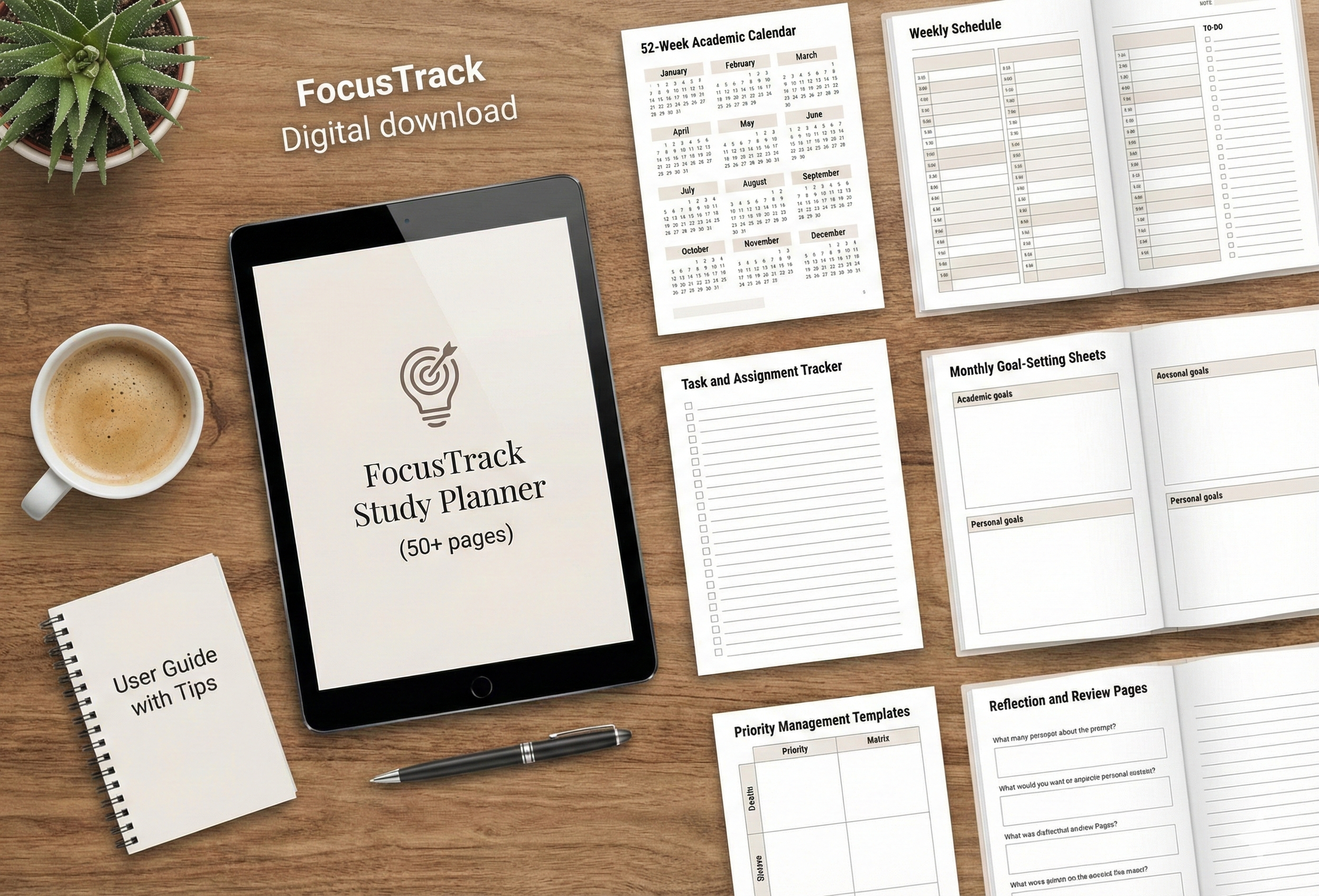 FocusTrack Study Planner (50+ pages)